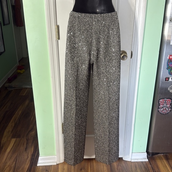 J.Mclaughlin Grey/Silver Carter Sequin Wide Leg Trousers Slacks Pants Size 0 - Picture 9 of 12